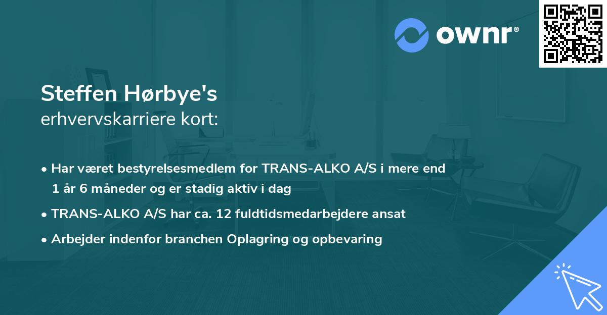 Steffen Hørbye's erhvervskarriere kort
