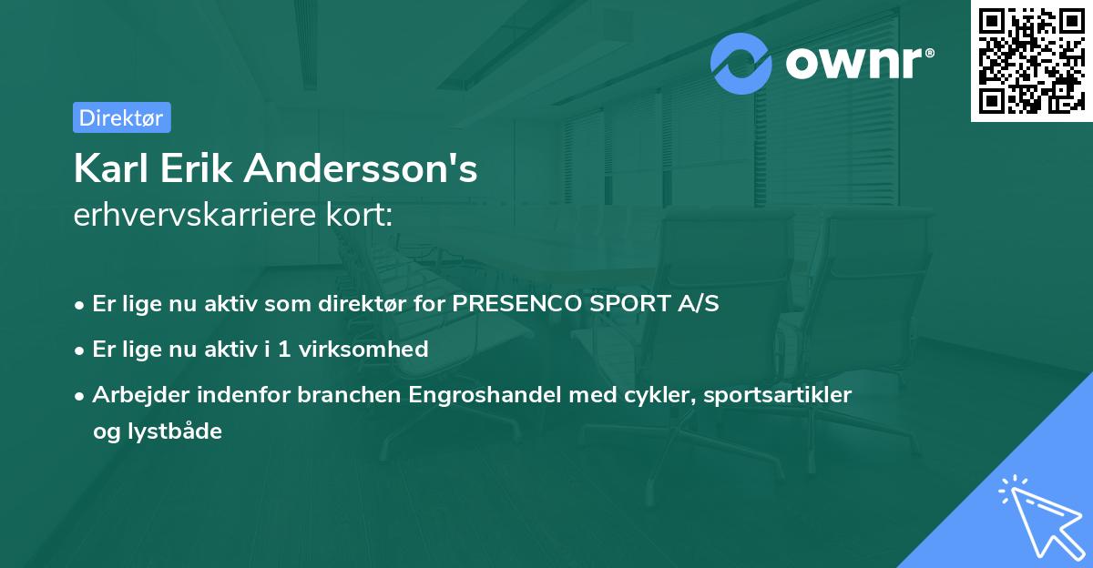 Karl Erik Andersson's erhvervskarriere kort