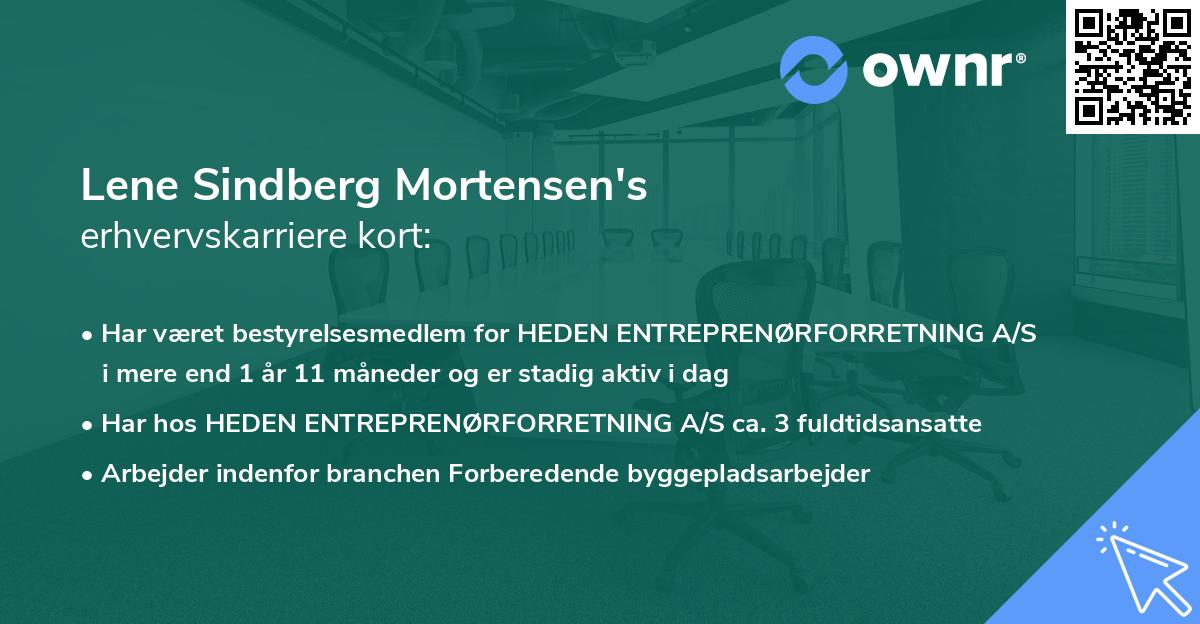 Lene Sindberg Mortensen's erhvervskarriere kort