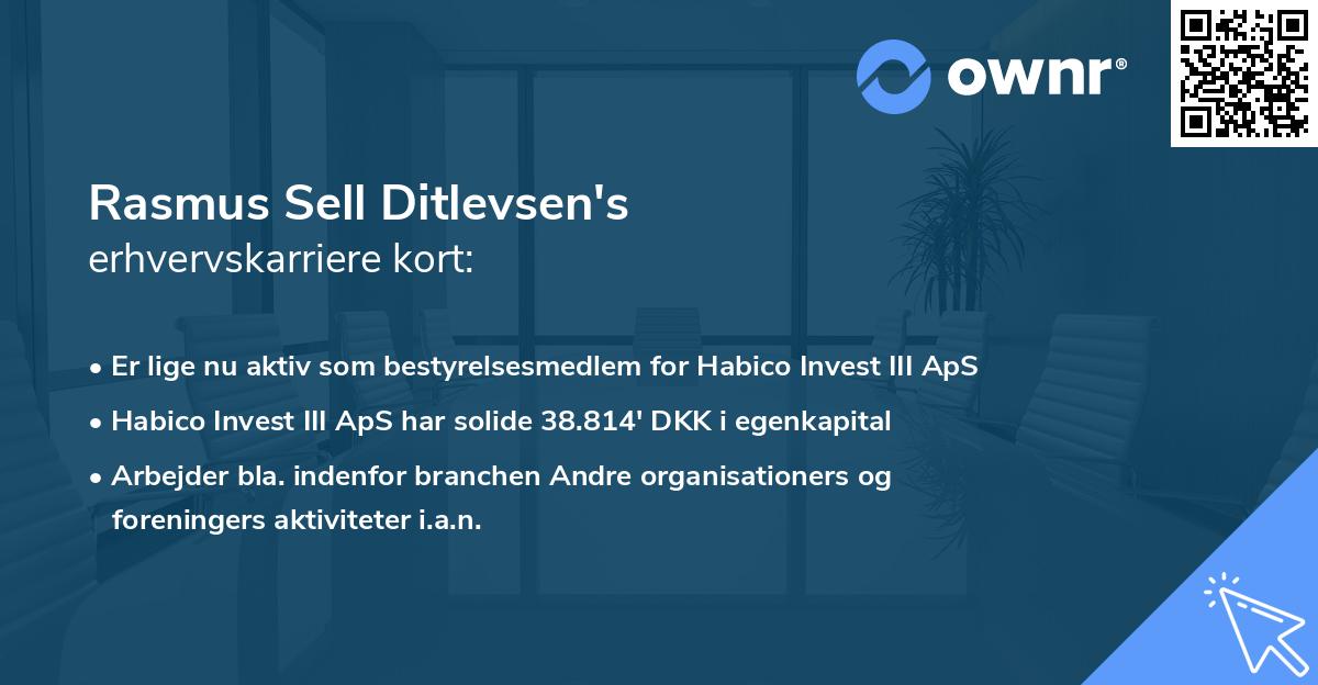 Rasmus Sell Ditlevsen's erhvervskarriere kort
