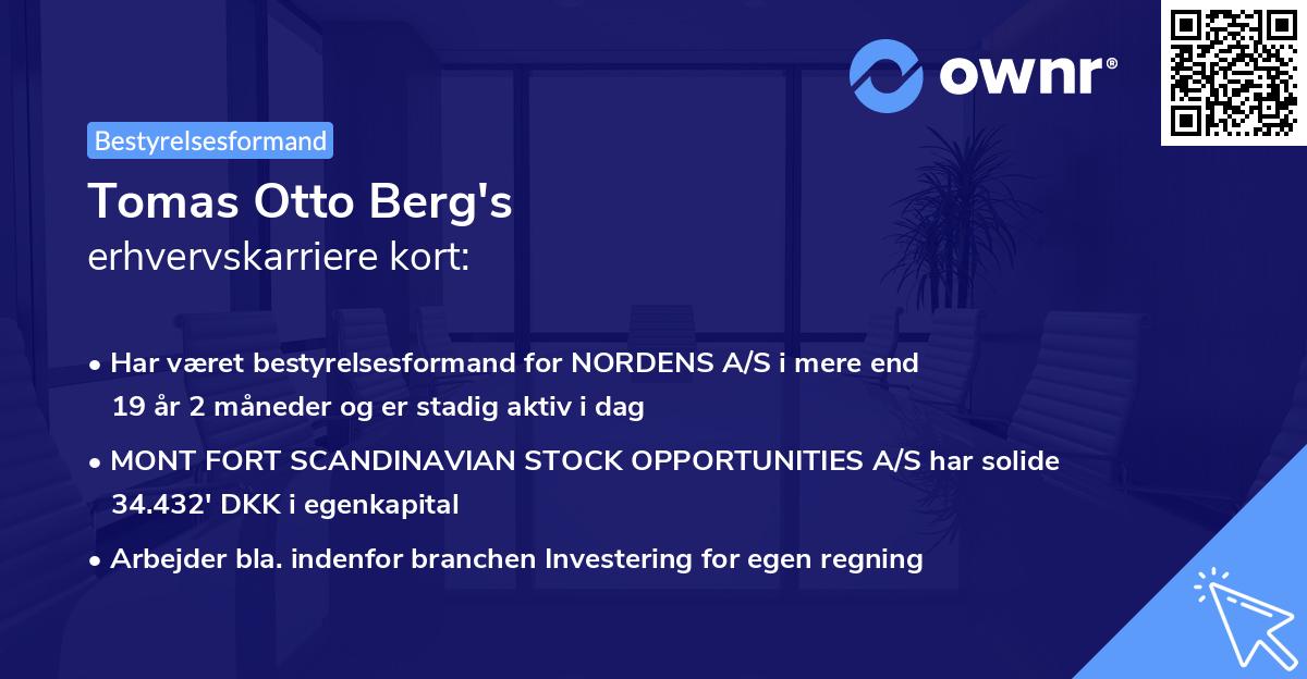 Tomas Otto Berg's erhvervskarriere kort