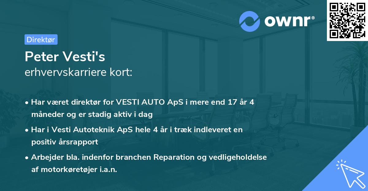 Peter Vesti's erhvervskarriere kort