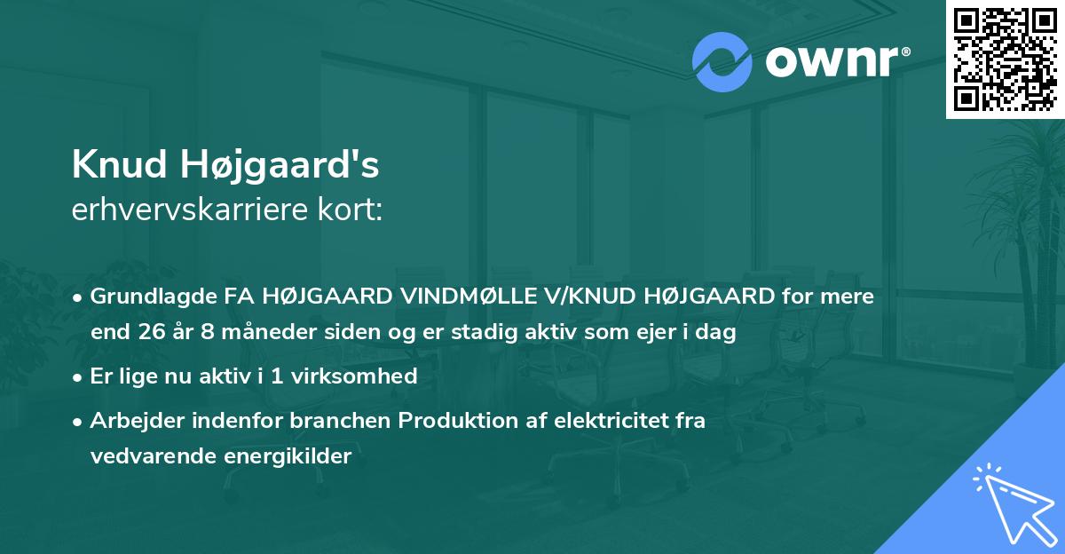 Knud Højgaard's erhvervskarriere kort