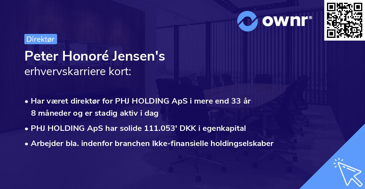 Peter Honoré Jensen's erhvervskarriere kort