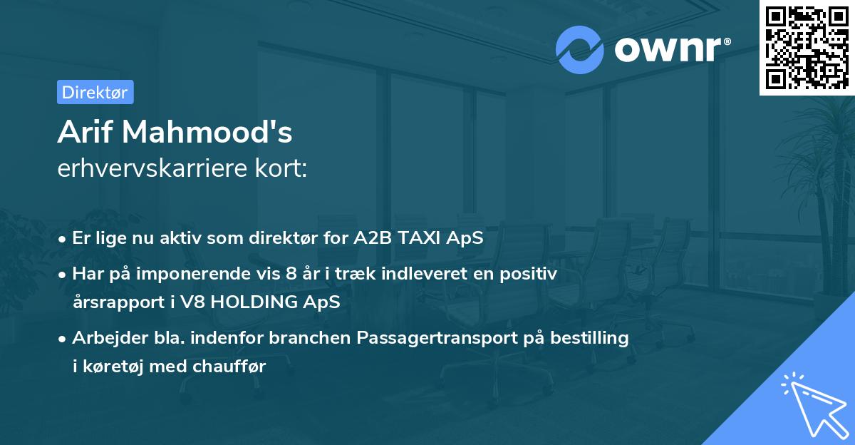 Arif Mahmood's erhvervskarriere kort
