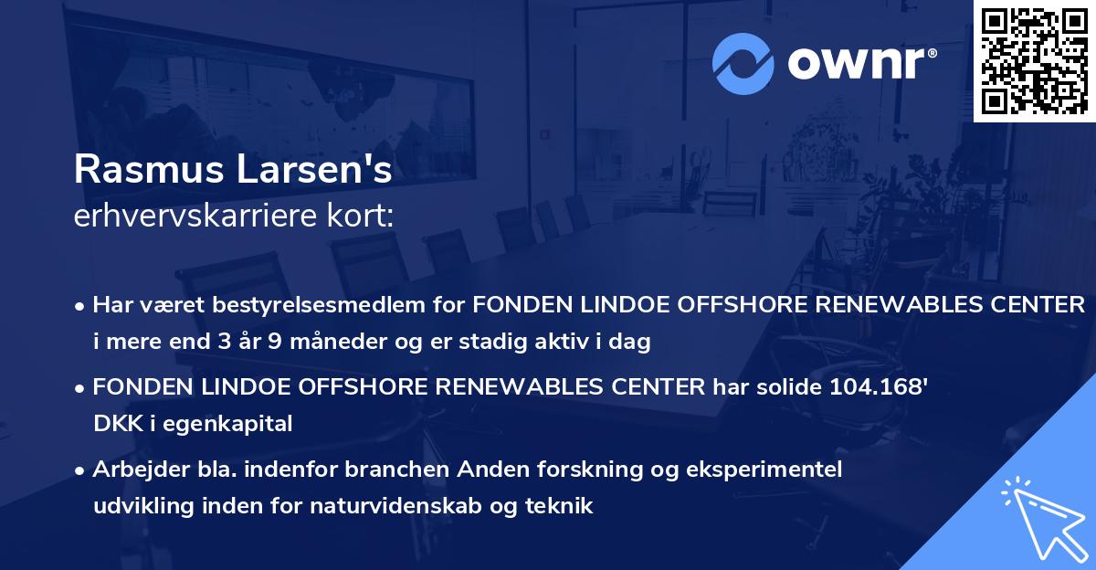 Rasmus Larsen's erhvervskarriere kort