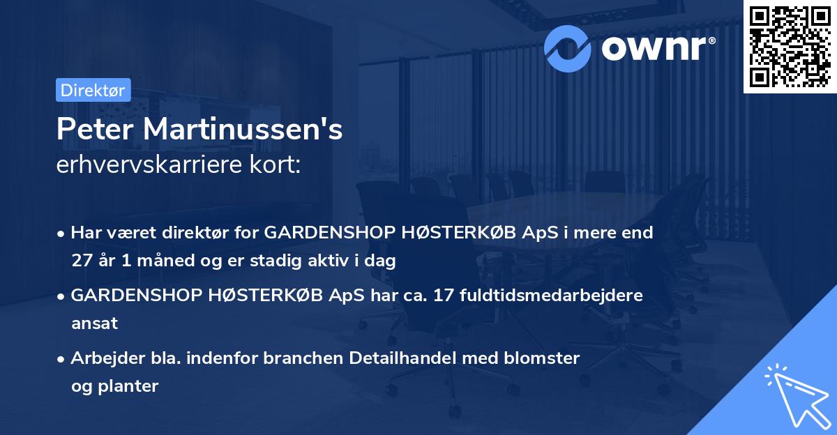 Peter Martinussen's erhvervskarriere kort