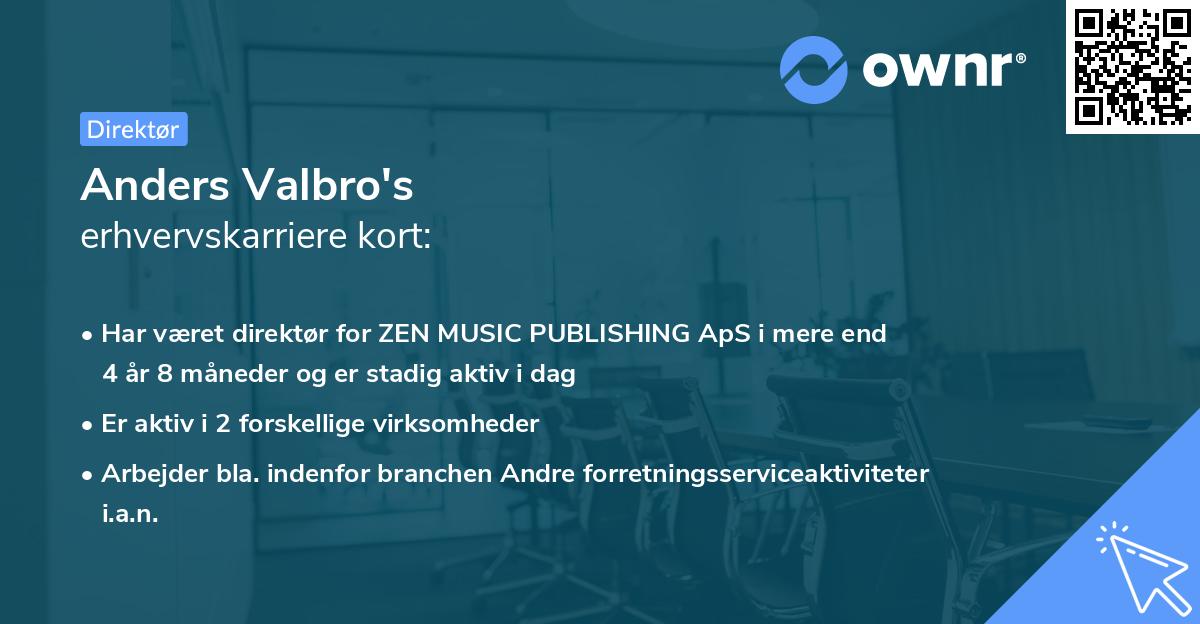 Anders Valbro's erhvervskarriere kort