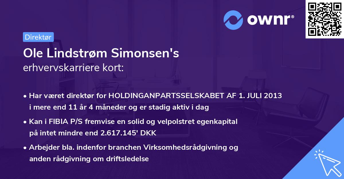 Ole Lindstrøm Simonsen's erhvervskarriere kort