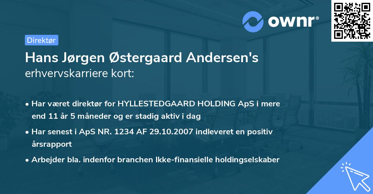 Hans Jørgen Østergaard Andersen's erhvervskarriere kort