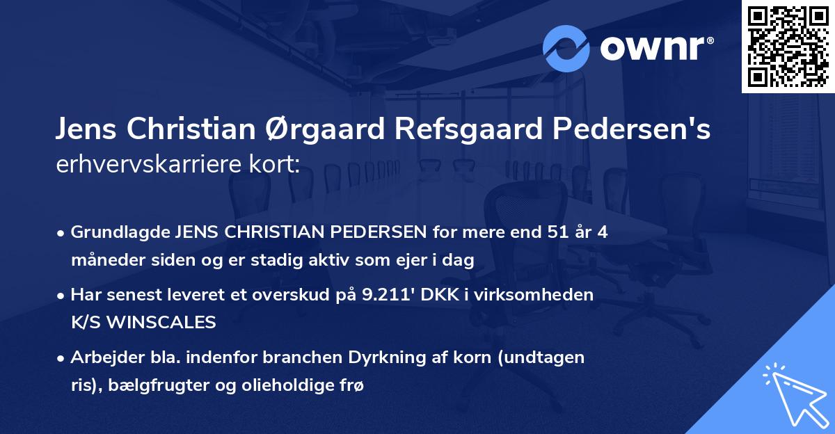 Jens Christian Ørgaard Refsgaard Pedersen's erhvervskarriere kort