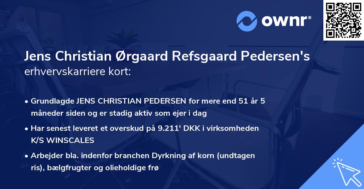 Jens Christian Ørgaard Refsgaard Pedersen's erhvervskarriere kort