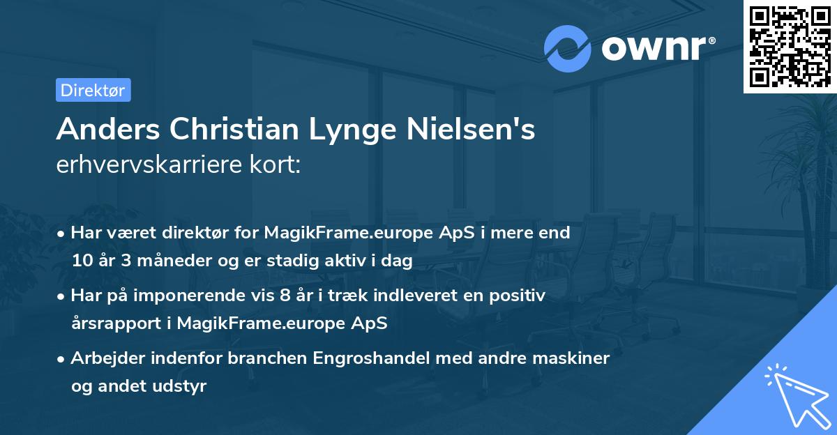 Anders Christian Lynge Nielsen's erhvervskarriere kort