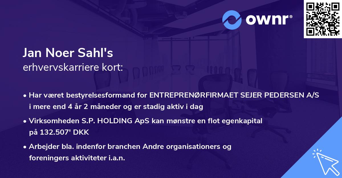 Jan Noer Sahl's erhvervskarriere kort