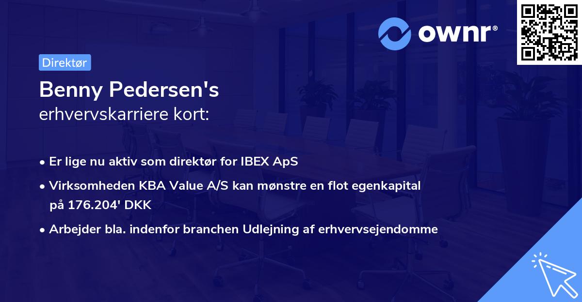 Benny Pedersen's erhvervskarriere kort