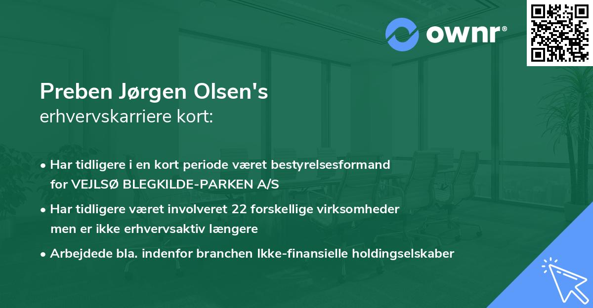 Preben Jørgen Olsen's erhvervskarriere kort