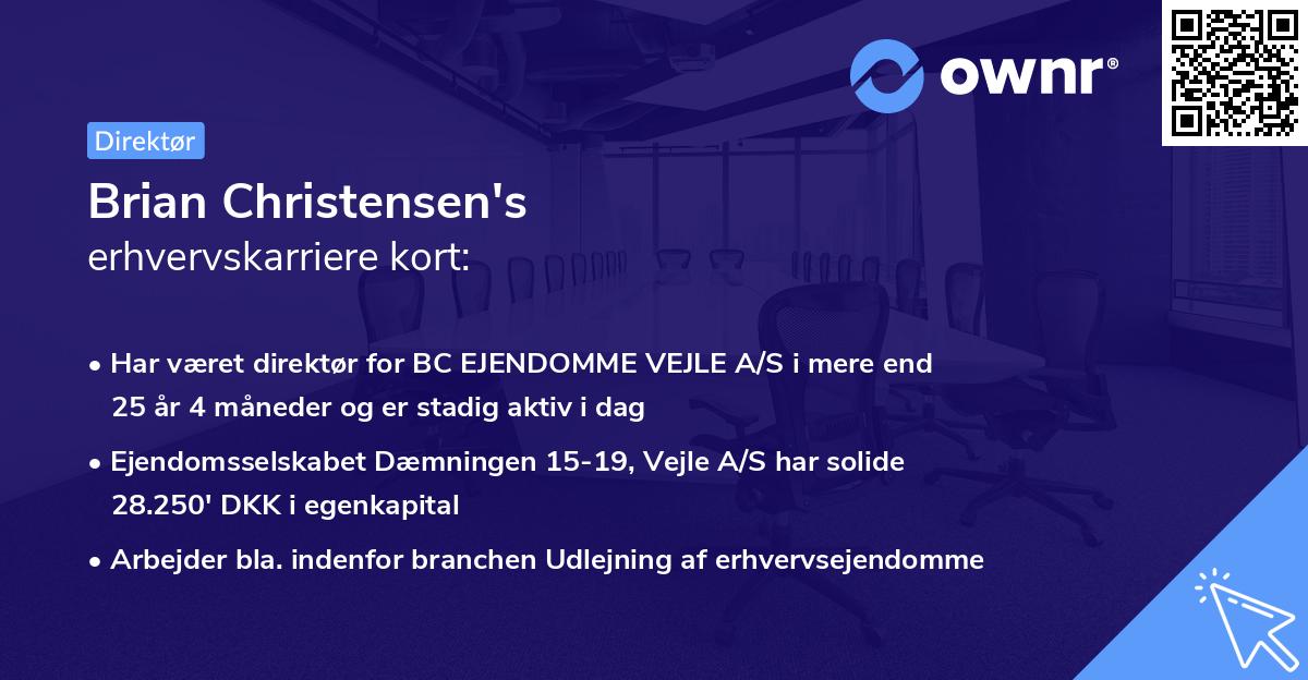Brian Christensen's erhvervskarriere kort
