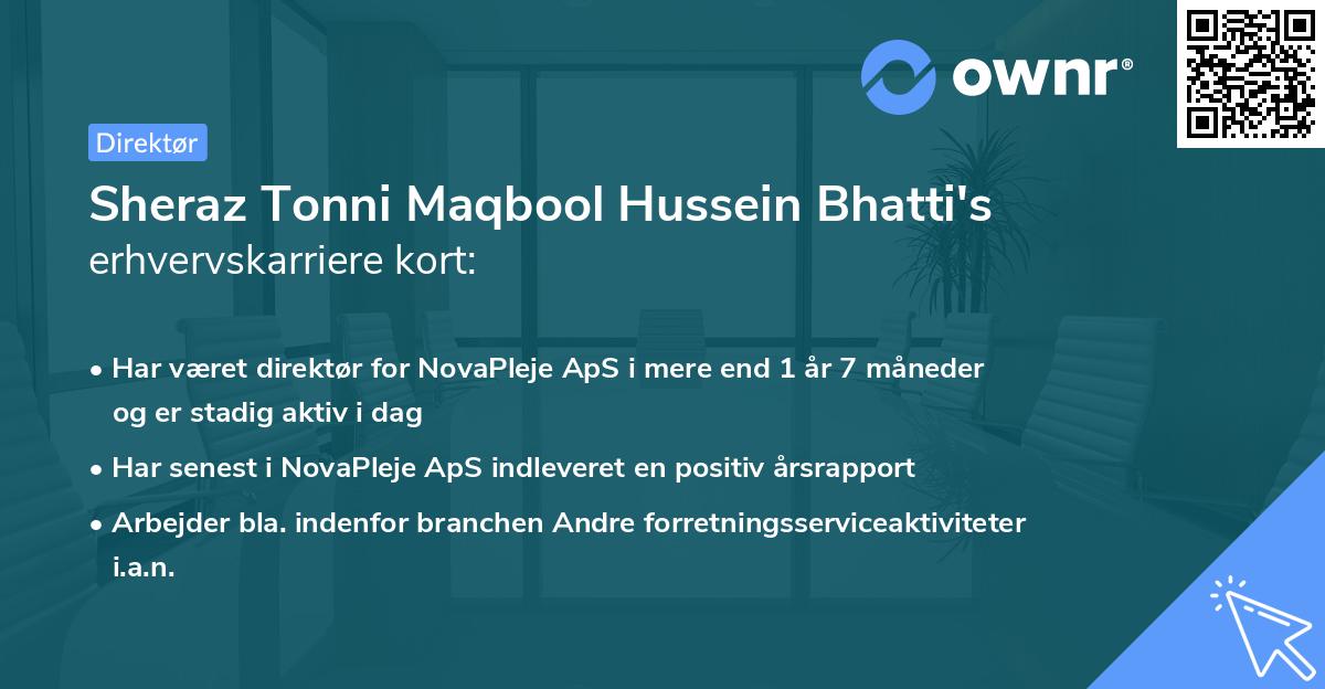 Sheraz Tonni Maqbool Hussein Bhatti's erhvervskarriere kort