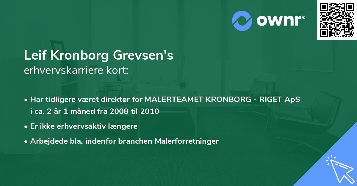 Leif Kronborg Grevsen's erhvervskarriere kort