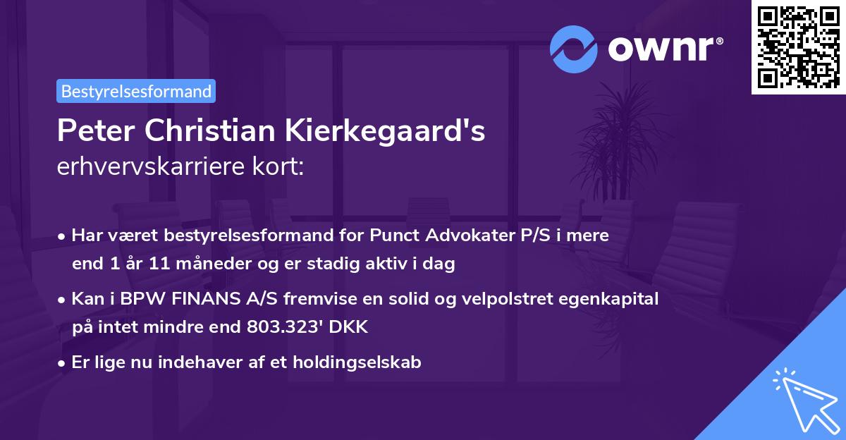 Peter Christian Kierkegaard's erhvervskarriere kort