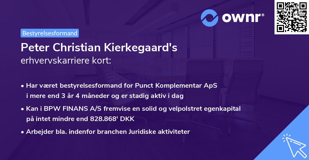 Peter Christian Kierkegaard's erhvervskarriere kort