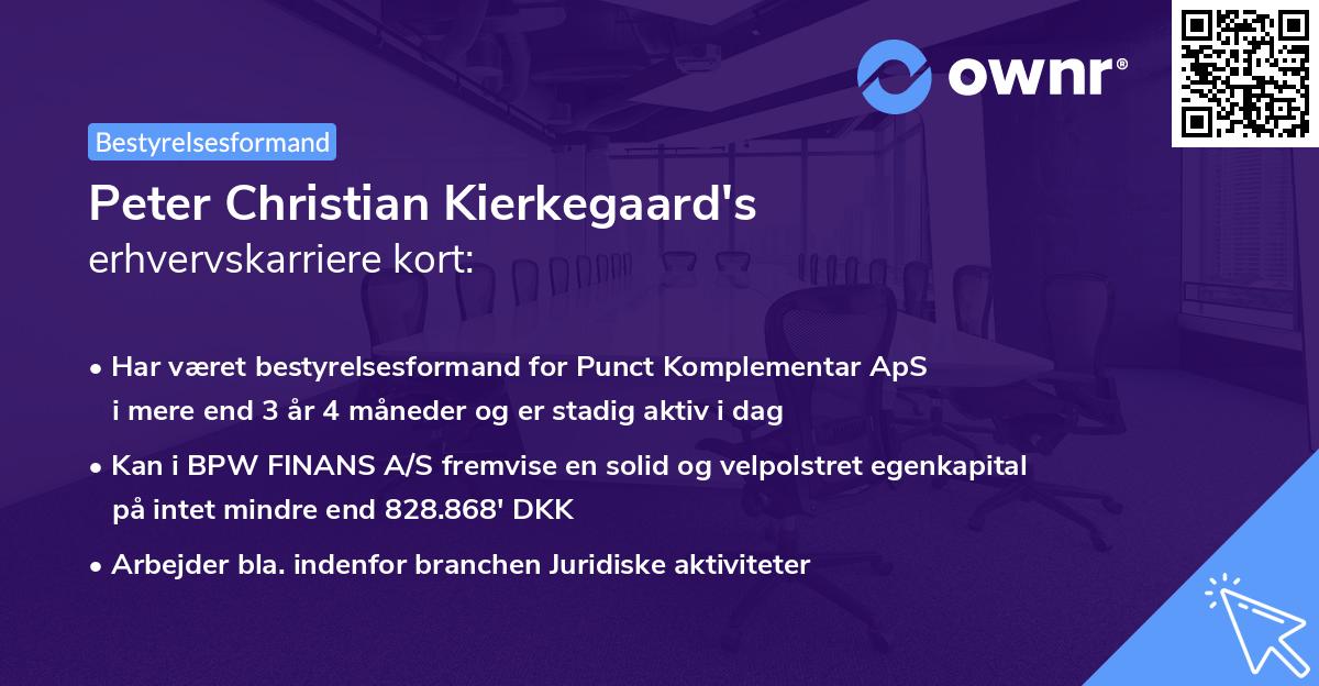 Peter Christian Kierkegaard's erhvervskarriere kort