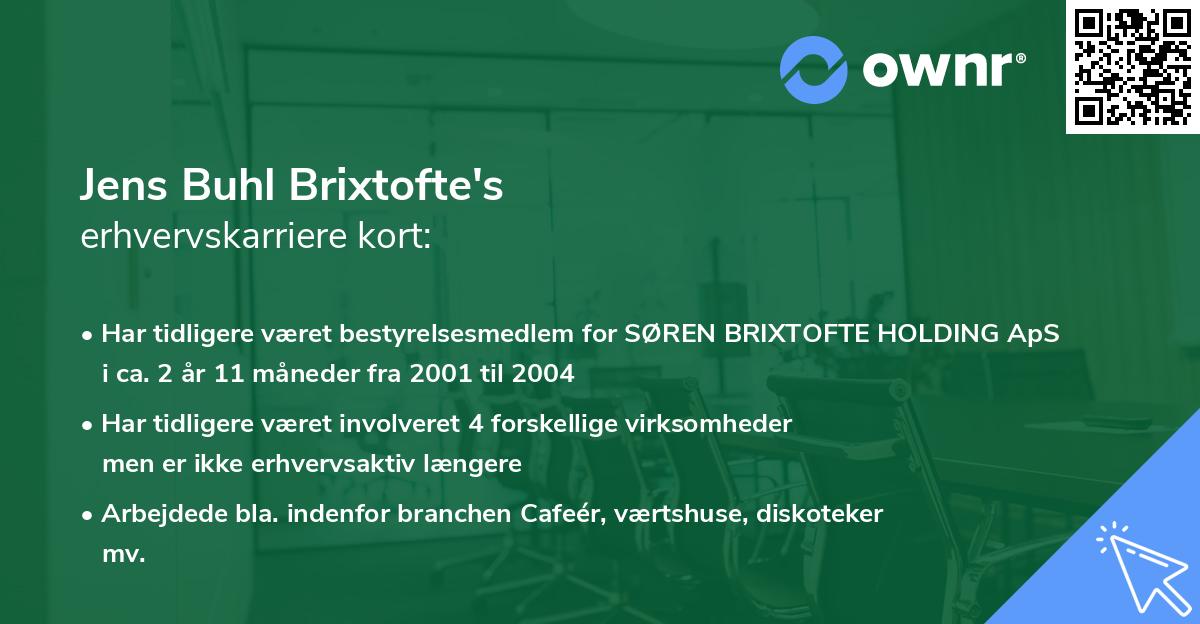Jens Buhl Brixtofte's erhvervskarriere kort