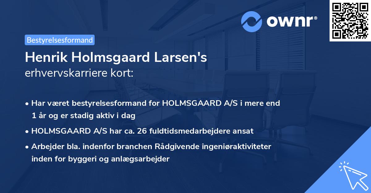 Henrik Holmsgaard Larsen's erhvervskarriere kort