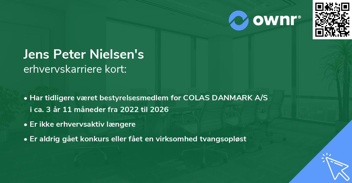 Jens Peter Nielsen's erhvervskarriere kort
