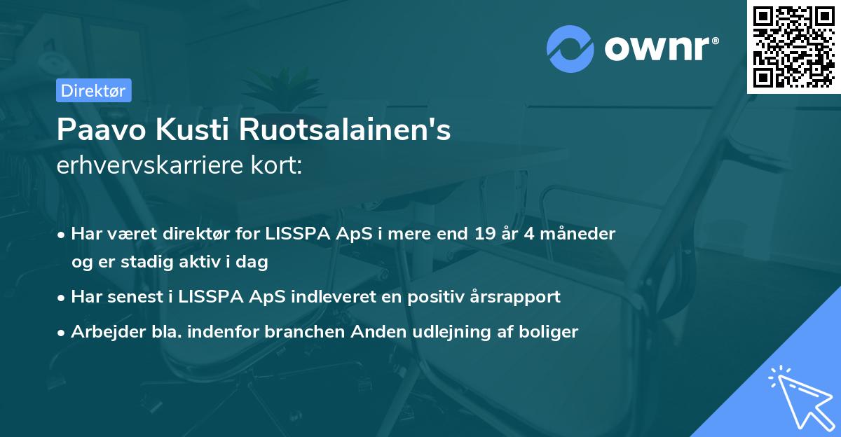 Paavo Kusti Ruotsalainen's erhvervskarriere kort