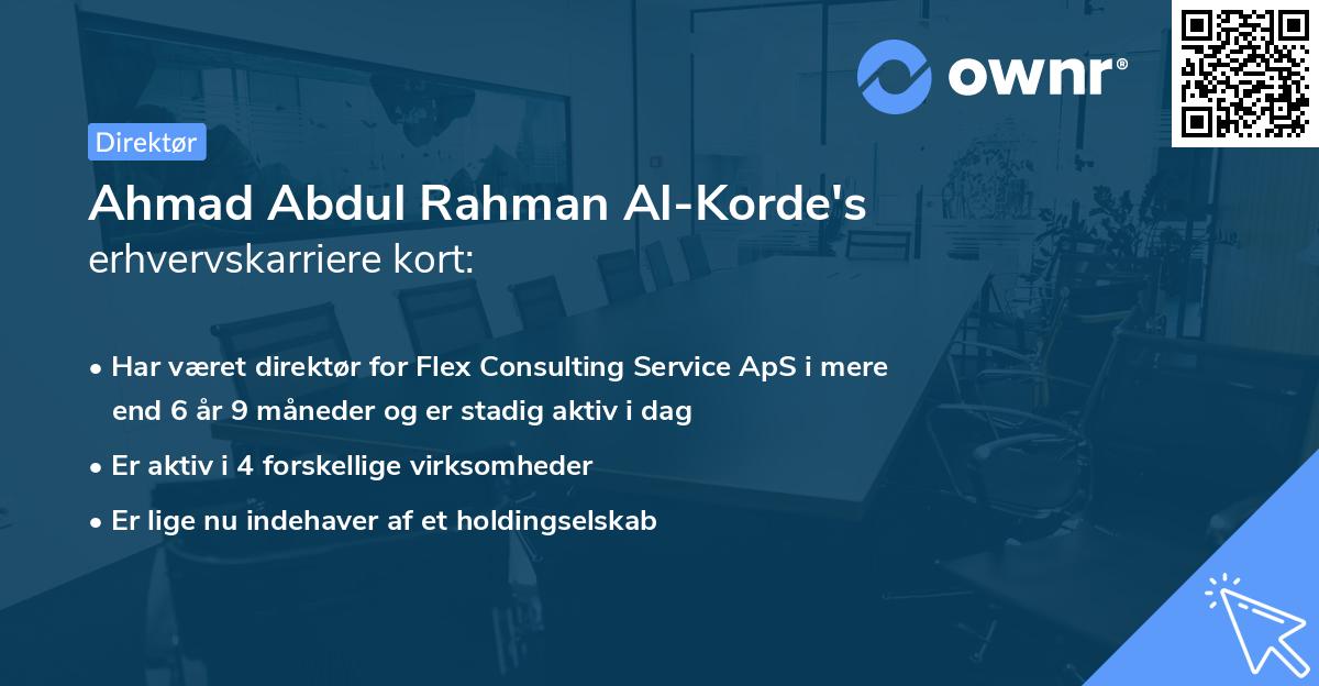 Ahmad Abdul Rahman Al-Korde's erhvervskarriere kort