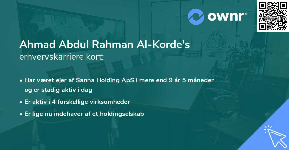 Ahmad Abdul Rahman Al-Korde's erhvervskarriere kort