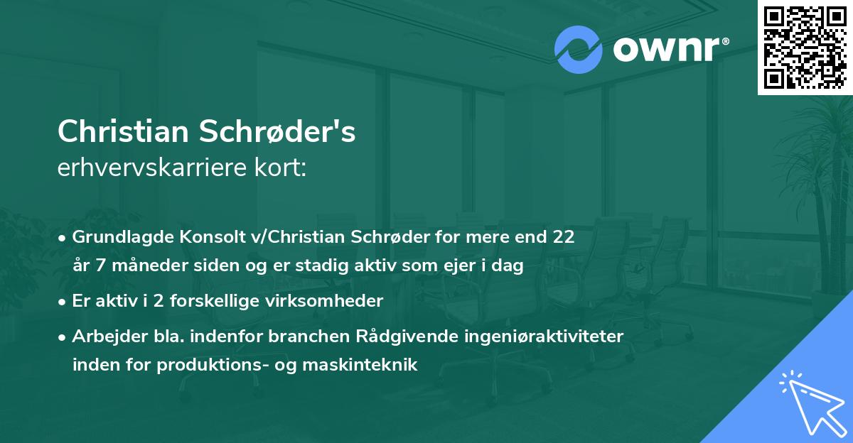 Christian Schrøder's erhvervskarriere kort