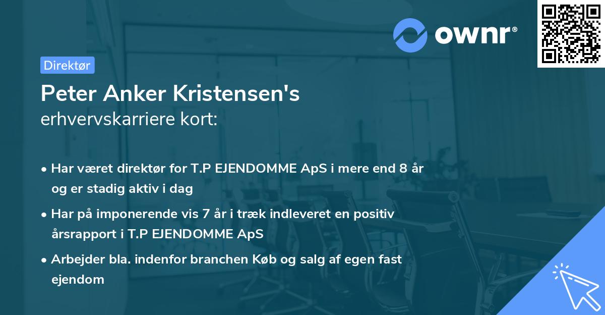 Peter Anker Kristensen's erhvervskarriere kort