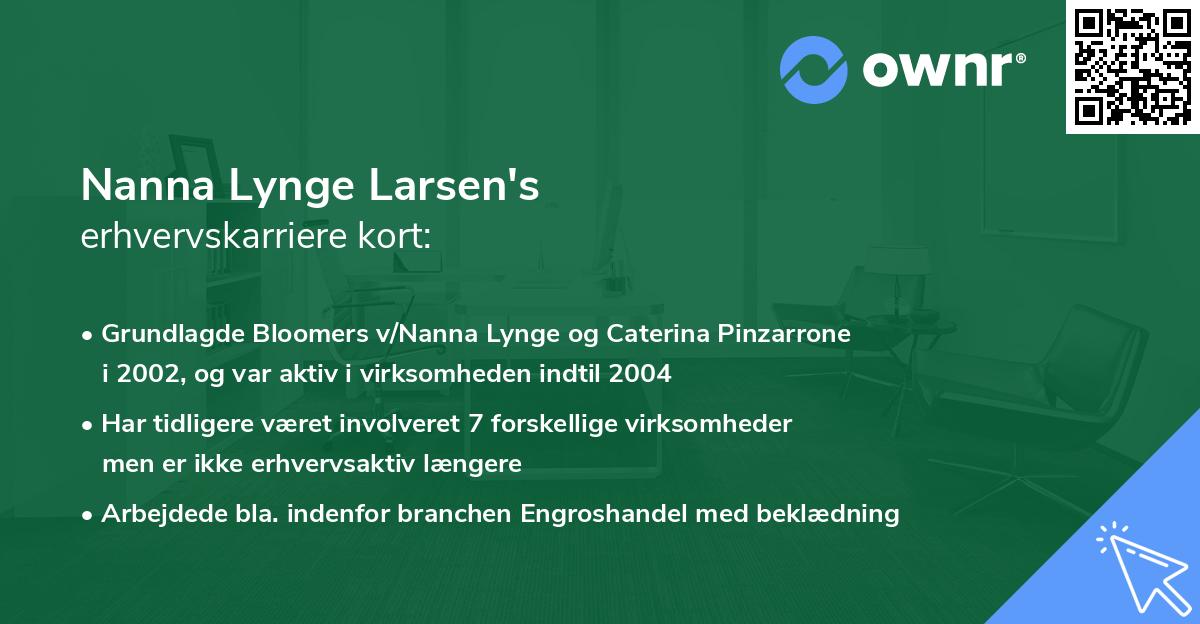 Nanna Lynge Larsen's erhvervskarriere kort
