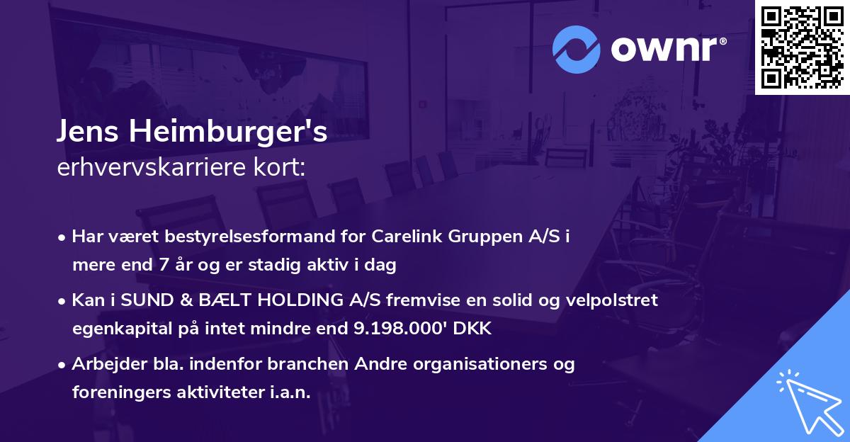Jens Heimburger's erhvervskarriere kort