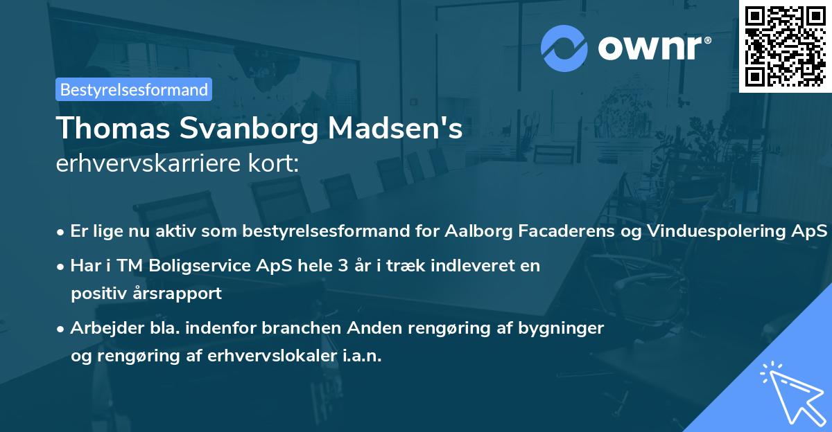 Thomas Svanborg Madsen's erhvervskarriere kort