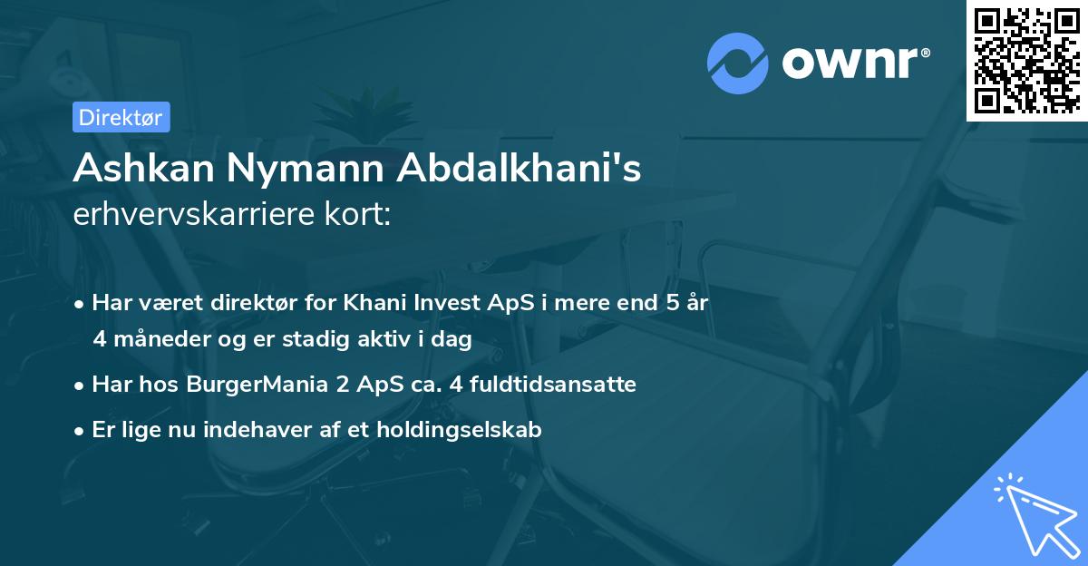 Ashkan Nymann Abdalkhani's erhvervskarriere kort