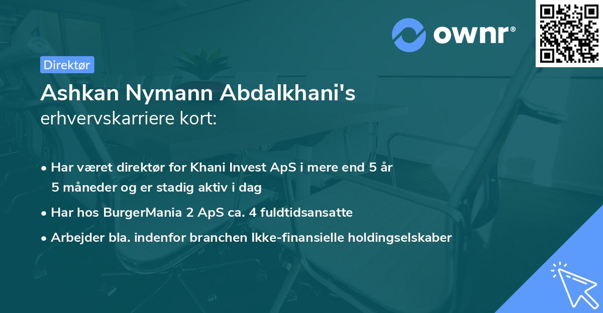 Ashkan Nymann Abdalkhani's erhvervskarriere kort