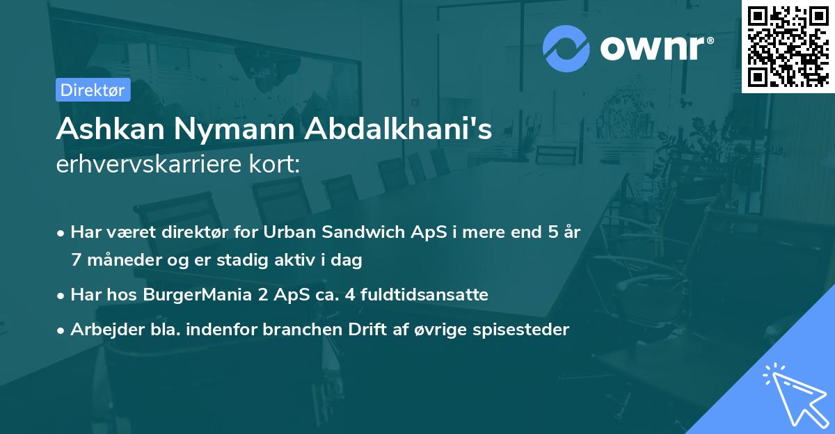 Ashkan Nymann Abdalkhani's erhvervskarriere kort