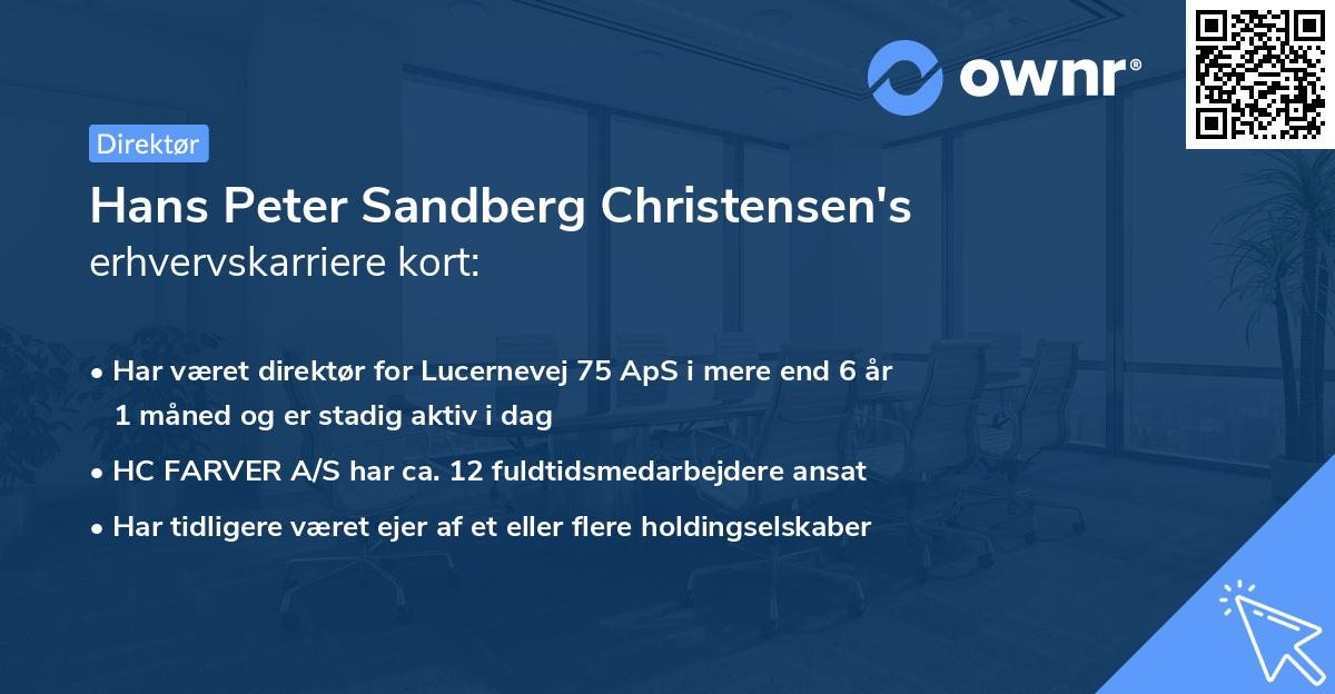 Hans Peter Sandberg Christensen's erhvervskarriere kort