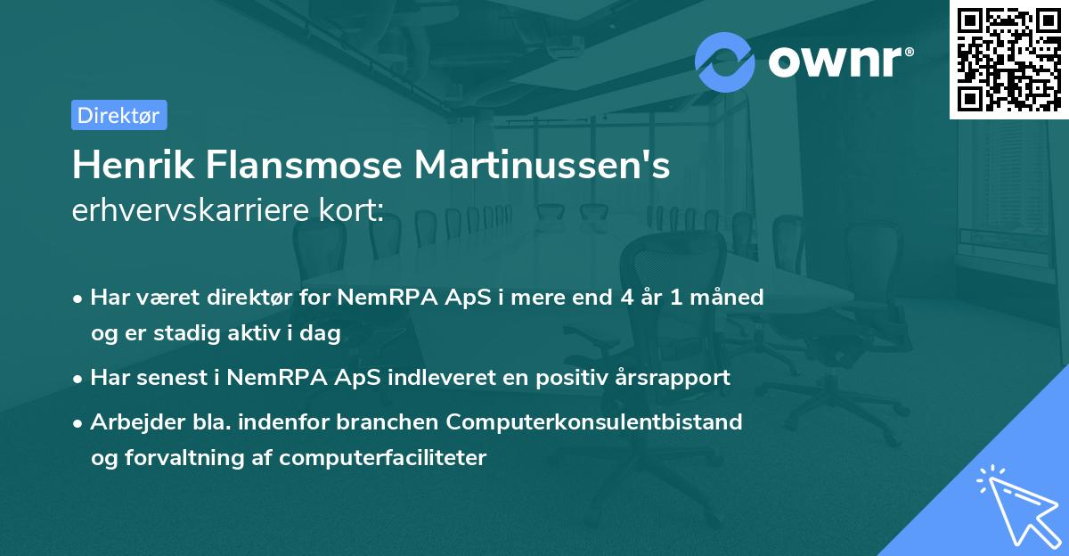 Henrik Flansmose Martinussen's erhvervskarriere kort