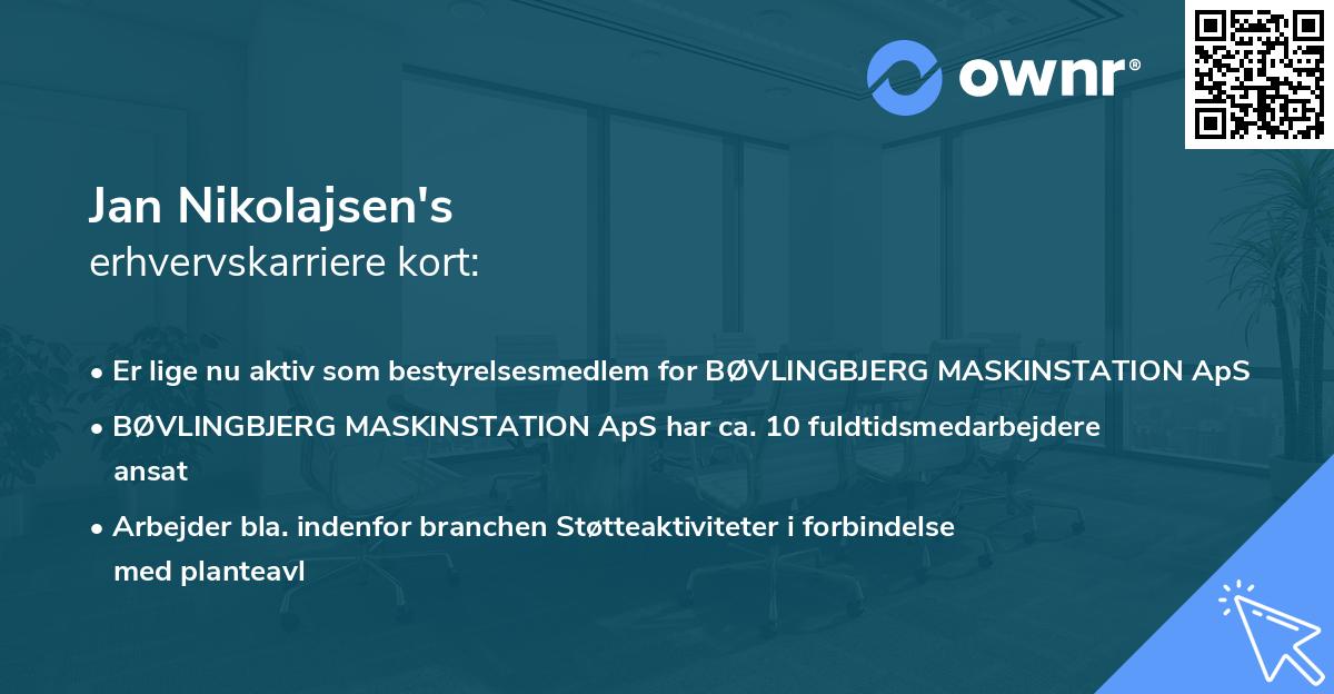 Jan Nikolajsen's erhvervskarriere kort