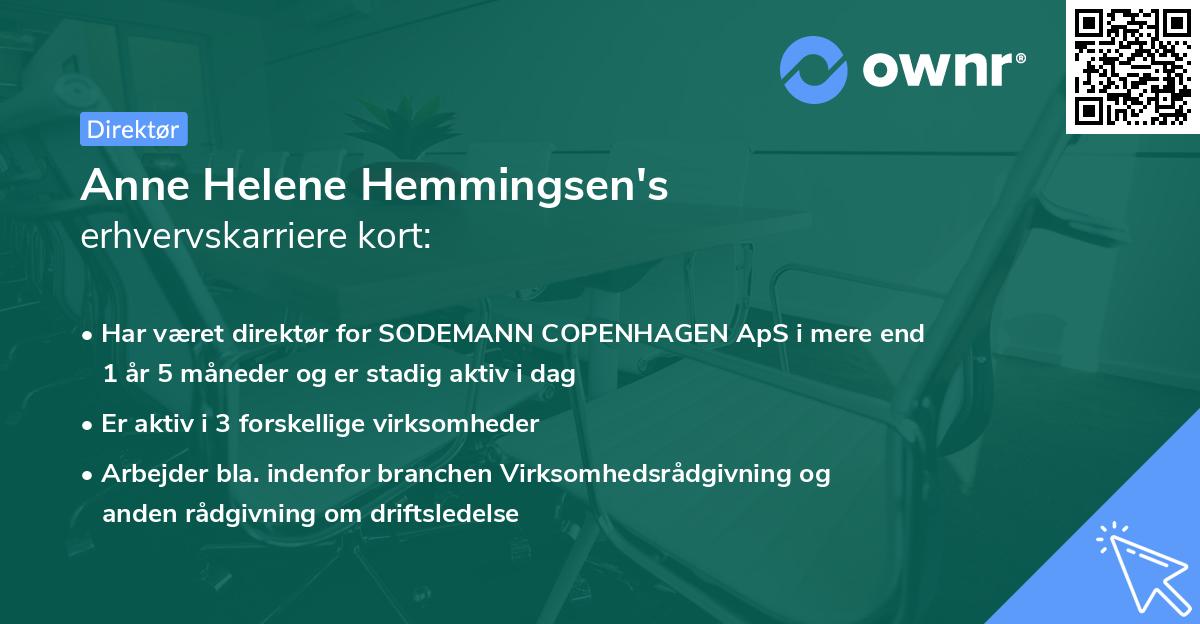 Anne Helene Hemmingsen's erhvervskarriere kort