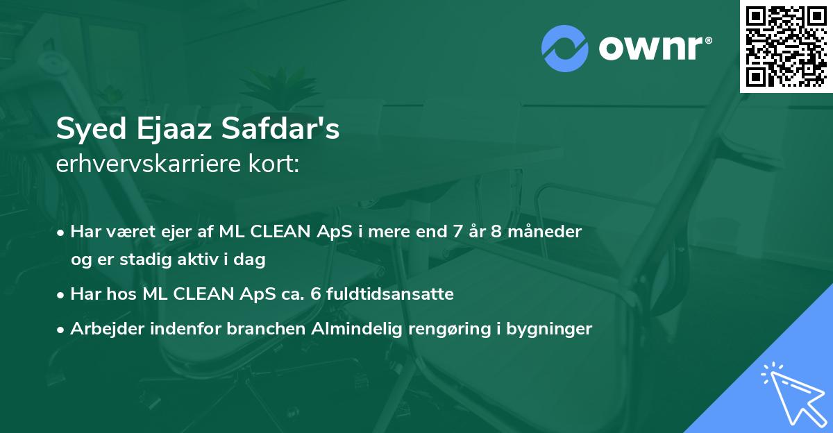 Syed Ejaaz Safdar's erhvervskarriere kort