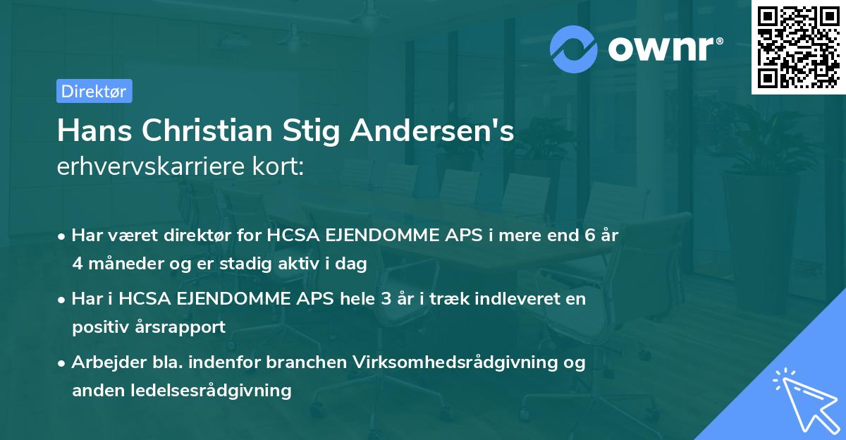 Hans Christian Stig Andersen's erhvervskarriere kort