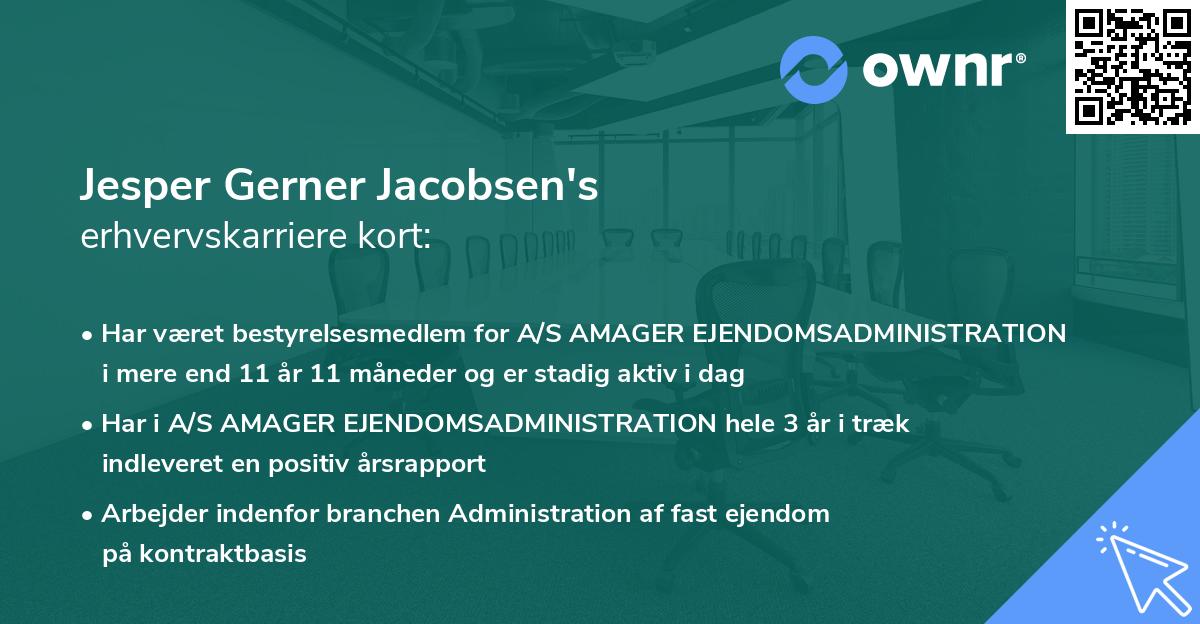 Jesper Gerner Jacobsen's erhvervskarriere kort