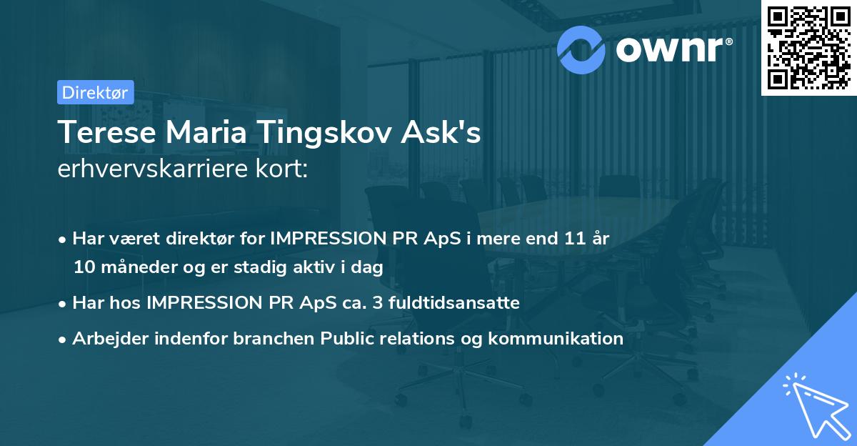 Terese Maria Tingskov Ask's erhvervskarriere kort