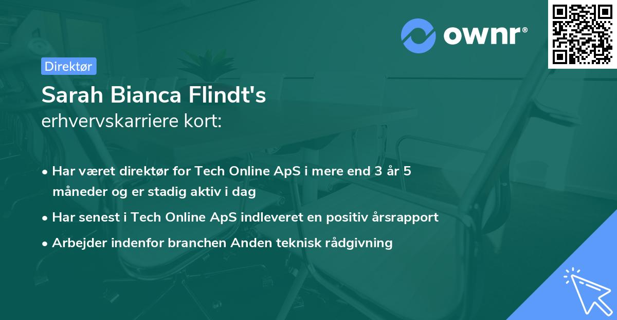 Sarah Bianca Flindt's erhvervskarriere kort