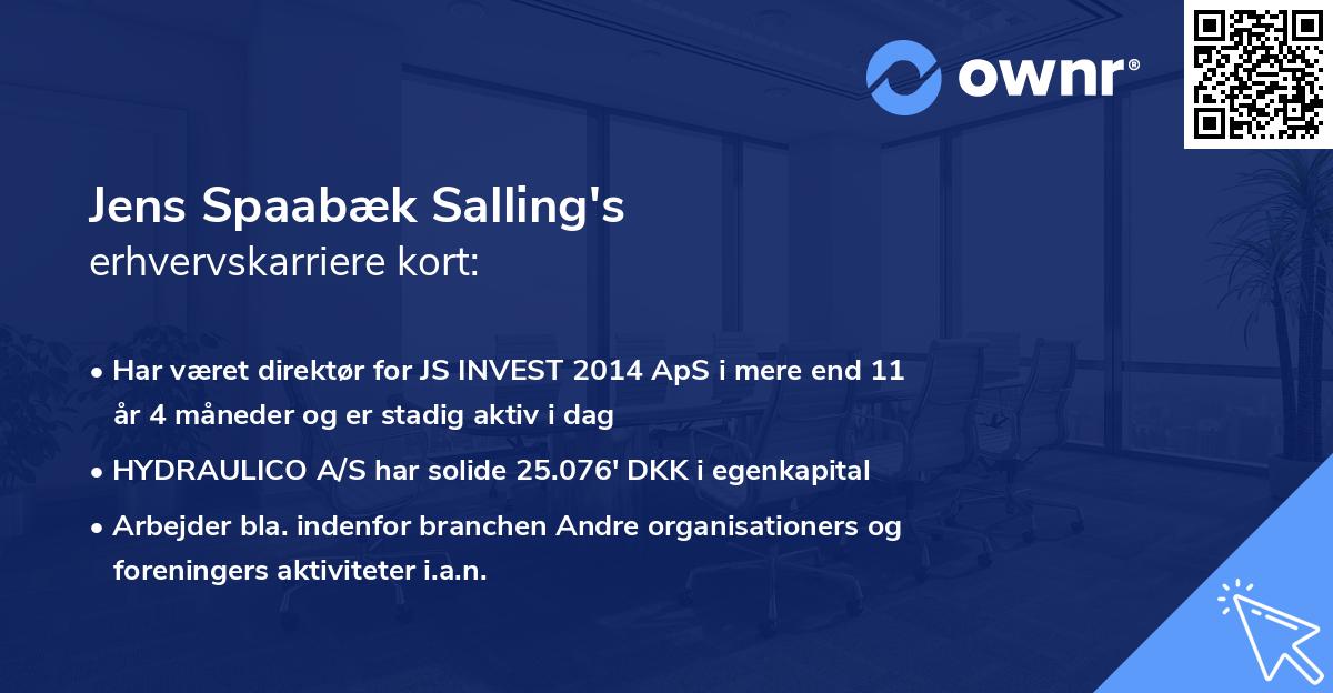 Jens Spaabæk Salling's erhvervskarriere kort